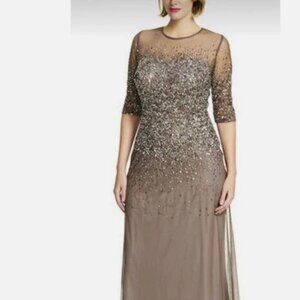 18W Adrianna Papell Illusion Gown, with sheer sleeves, EUC